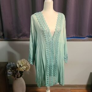 Kiwi & Punch NWT Mint Green Lace Trim Cover-Up - XL